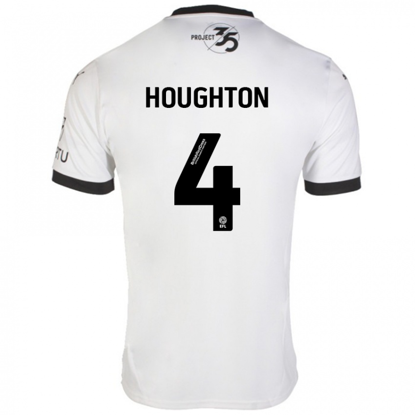 Niño Camiseta Jordan Houghton #4 Blanco Negro 2ª Equipación 2024/25 La Camisa Perú