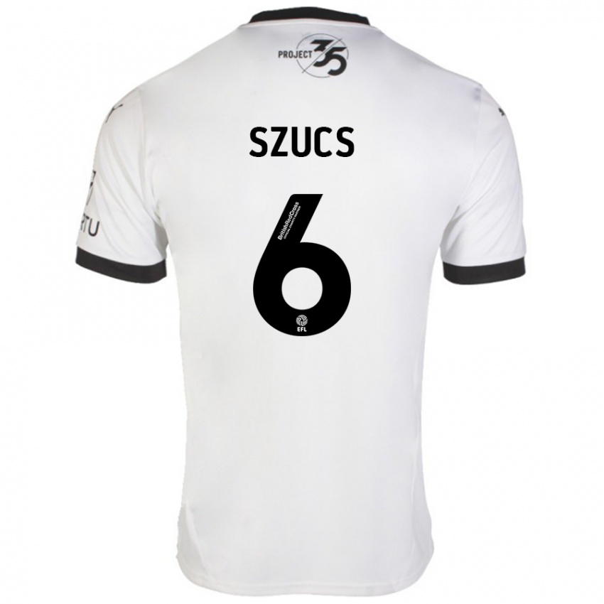 Niño Camiseta Kornél Szűcs #6 Blanco Negro 2ª Equipación 2024/25 La Camisa Perú