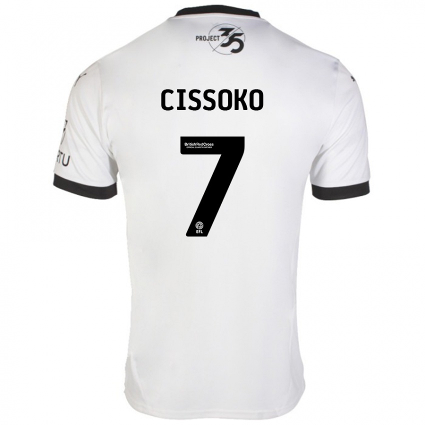 Niño Camiseta Ibrahim Cissoko #7 Blanco Negro 2ª Equipación 2024/25 La Camisa Perú