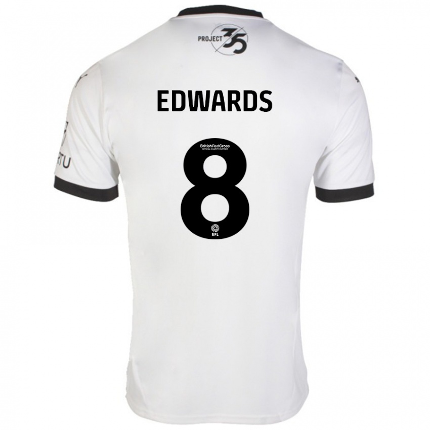 Niño Camiseta Joe Edwards #8 Blanco Negro 2ª Equipación 2024/25 La Camisa Perú