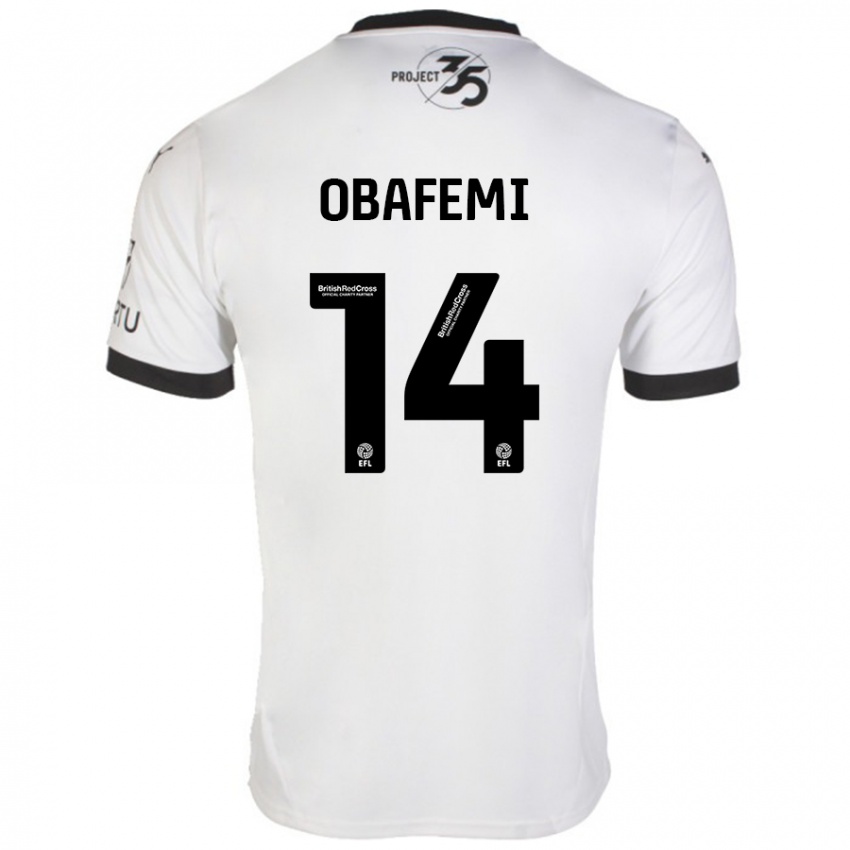 Niño Camiseta Michael Obafemi #14 Blanco Negro 2ª Equipación 2024/25 La Camisa Perú