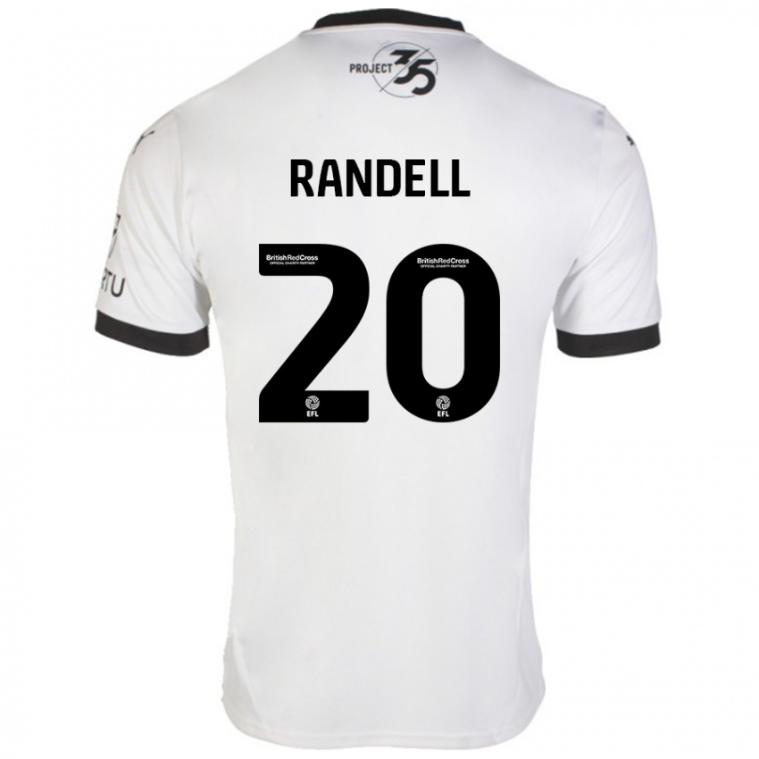 Niño Camiseta Adam Randell #20 Blanco Negro 2ª Equipación 2024/25 La Camisa Perú