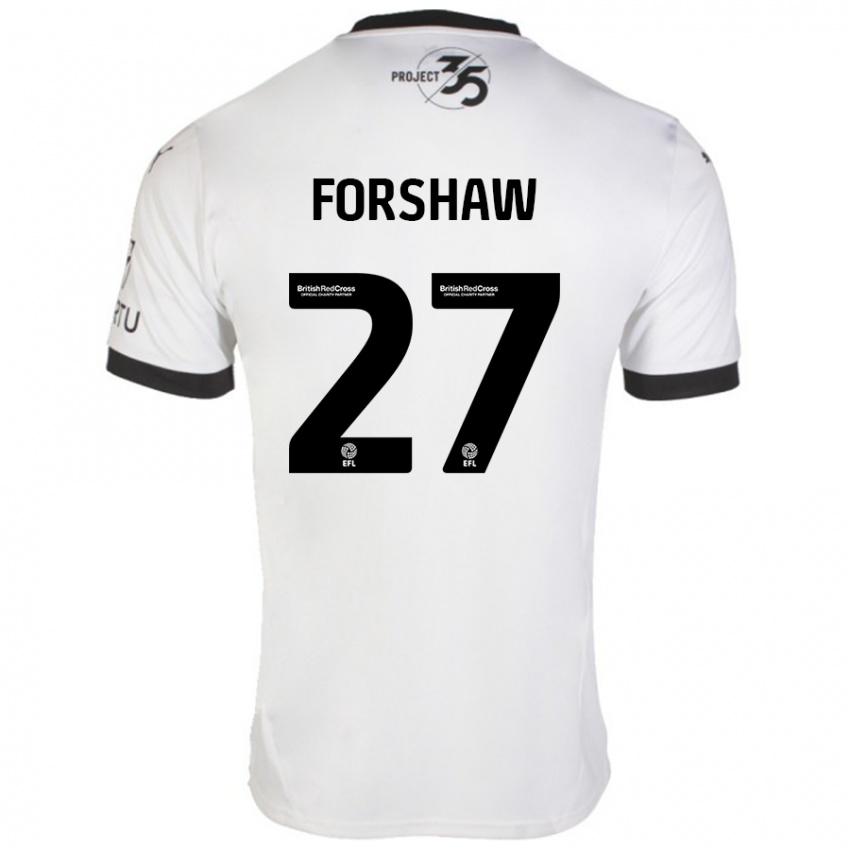 Niño Camiseta Adam Forshaw #27 Blanco Negro 2ª Equipación 2024/25 La Camisa Perú