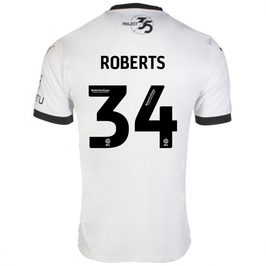 Niño Camiseta Caleb Roberts #34 Blanco Negro 2ª Equipación 2024/25 La Camisa Perú