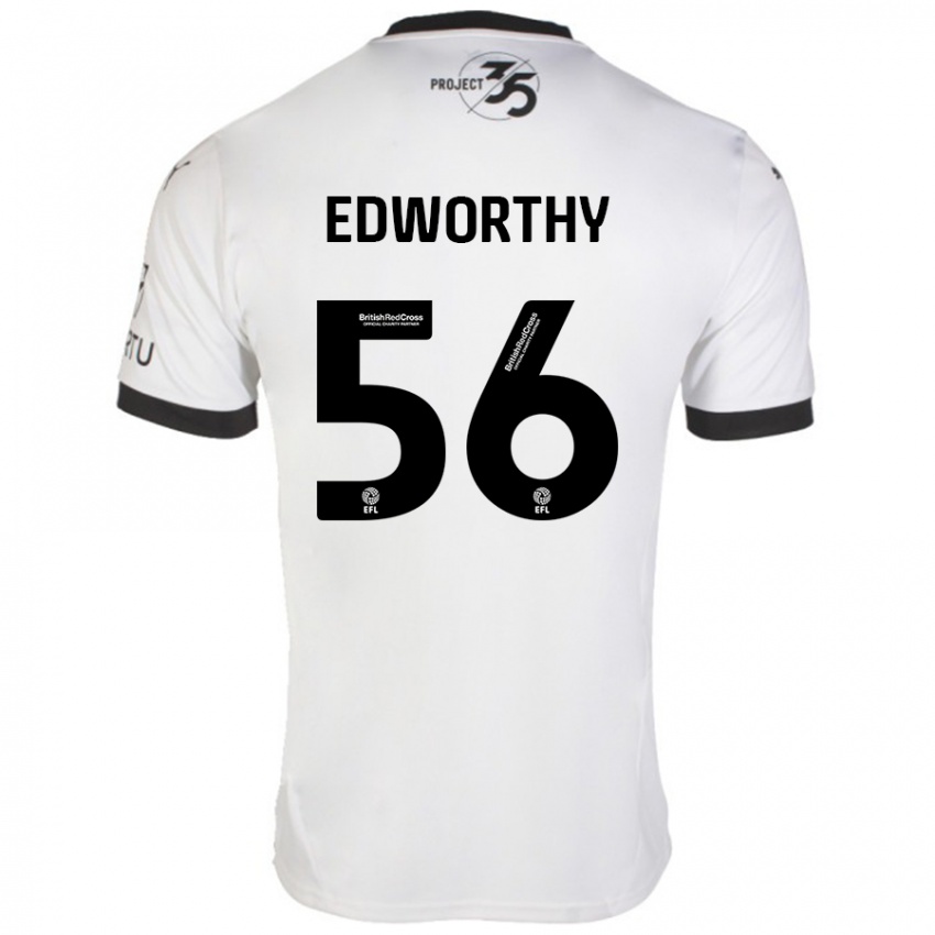 Niño Camiseta Kieran Edworthy #56 Blanco Negro 2ª Equipación 2024/25 La Camisa Perú