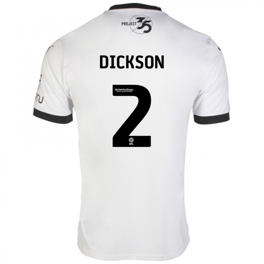 Niño Camiseta Katie Dickson #2 Blanco Negro 2ª Equipación 2024/25 La Camisa Perú