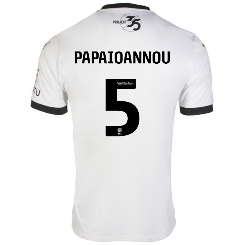 Niño Camiseta Panagiota Papaioannou #5 Blanco Negro 2ª Equipación 2024/25 La Camisa Perú