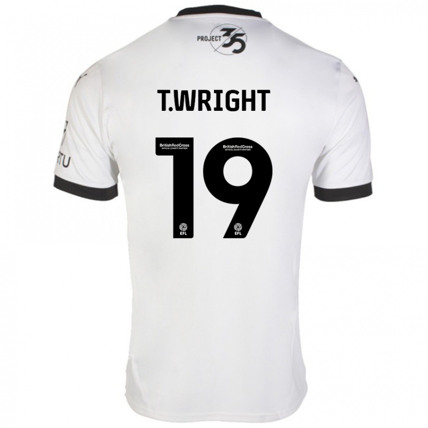 Niño Camiseta Tyreik Wright #19 Blanco Negro 2ª Equipación 2024/25 La Camisa Perú