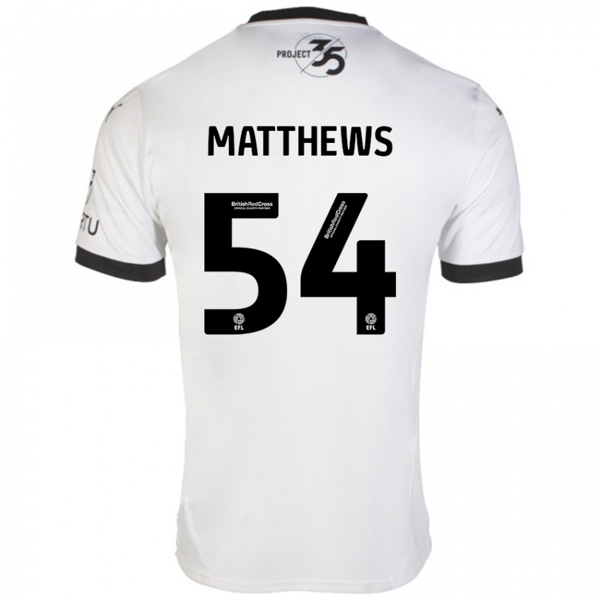 Niño Camiseta Jack Matthews #54 Blanco Negro 2ª Equipación 2024/25 La Camisa Perú