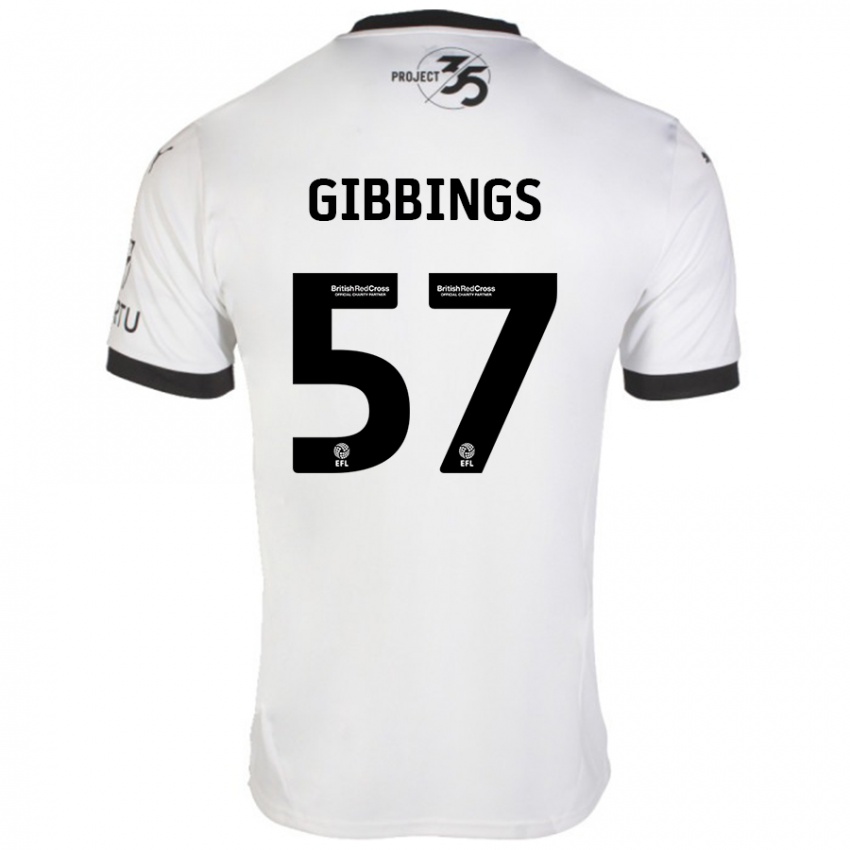 Niño Camiseta Cole Gibbings #57 Blanco Negro 2ª Equipación 2024/25 La Camisa Perú