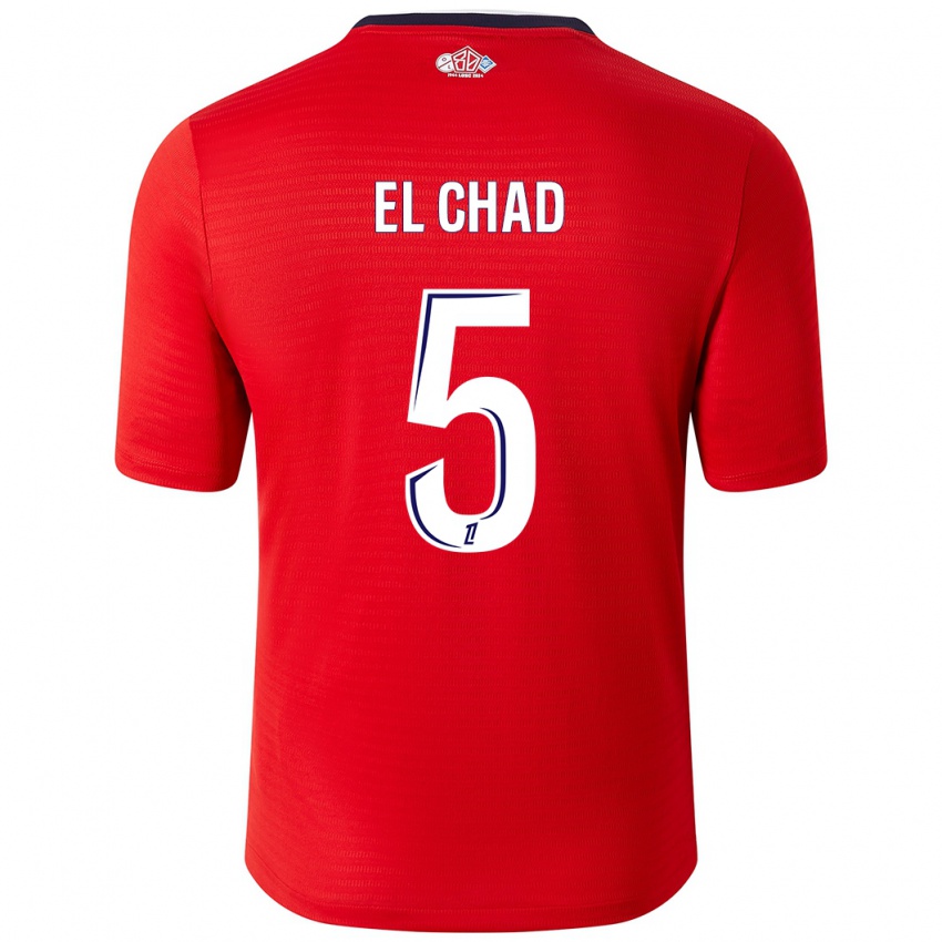 Hombre Camiseta Nesryne El Chad #5 Rojo Blanco 1ª Equipación 2024/25 La Camisa Perú