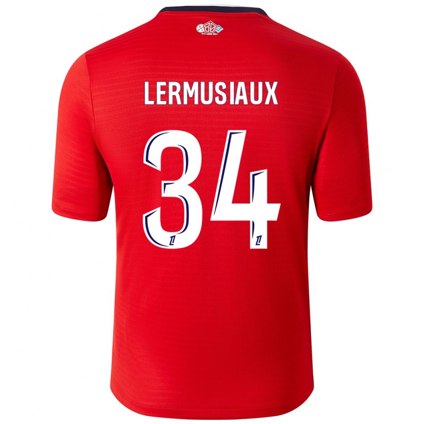 Hombre Camiseta Chrystal Lermusiaux #34 Rojo Blanco 1ª Equipación 2024/25 La Camisa Perú