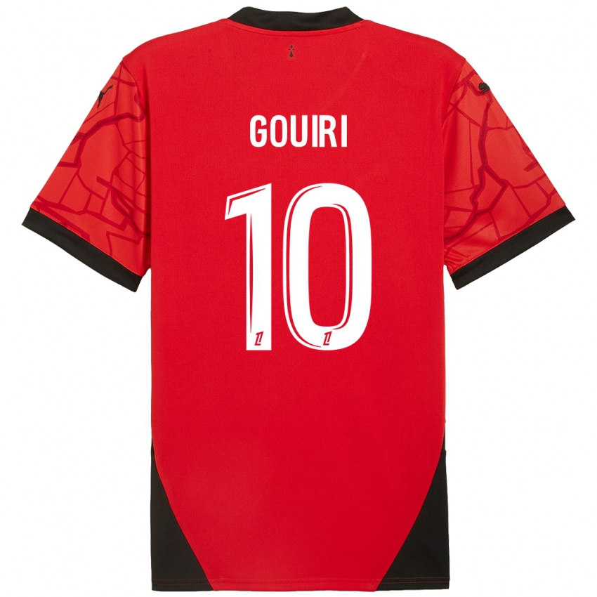 Hombre Camiseta Amine Gouiri #10 Rojo Negro 1ª Equipación 2024/25 La Camisa Perú