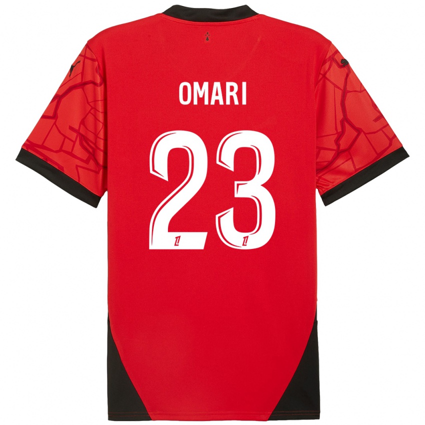 Hombre Camiseta Warmed Omari #23 Rojo Negro 1ª Equipación 2024/25 La Camisa Perú