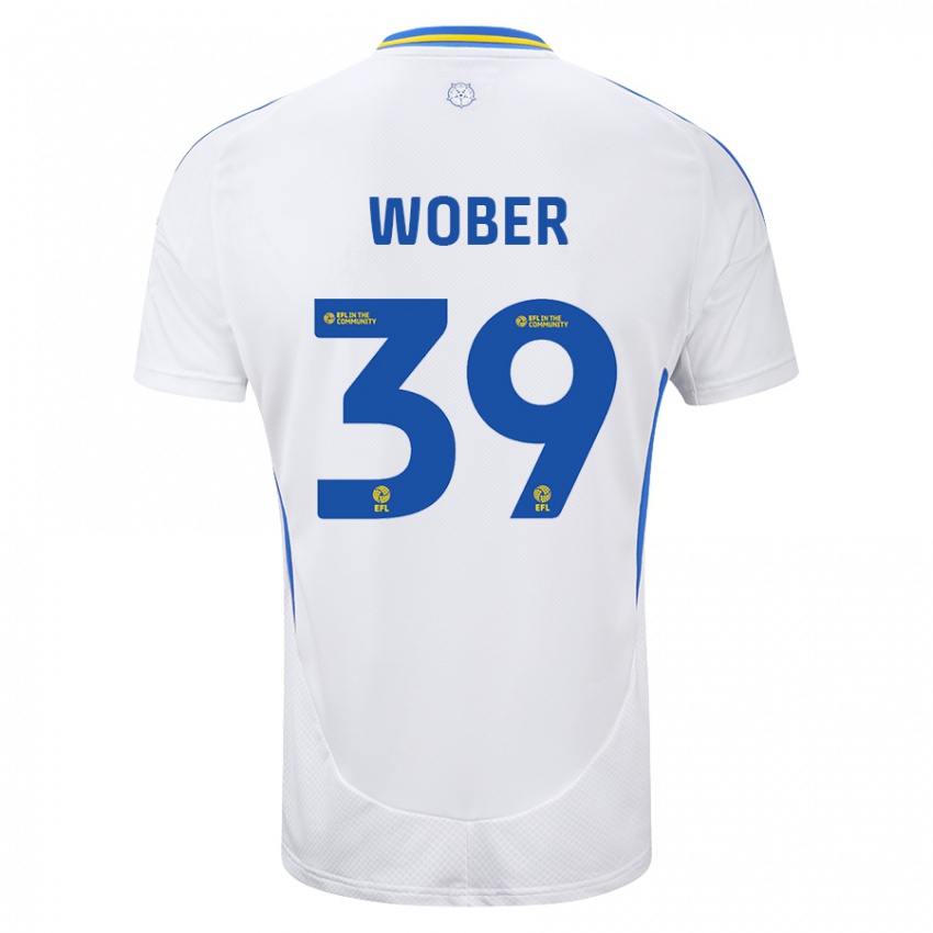 Hombre Camiseta Maximilian Wöber #39 Blanco Azul 1ª Equipación 2024/25 La Camisa Perú