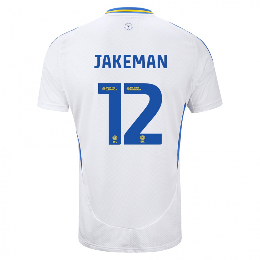 Hombre Camiseta Harriet Jakeman #12 Blanco Azul 1ª Equipación 2024/25 La Camisa Perú