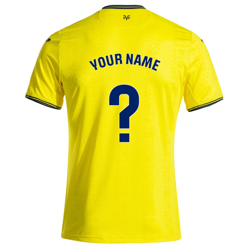 Hombre Camiseta Su Nombre #0 Amarillo Negro 1ª Equipación 2024/25 La Camisa Perú