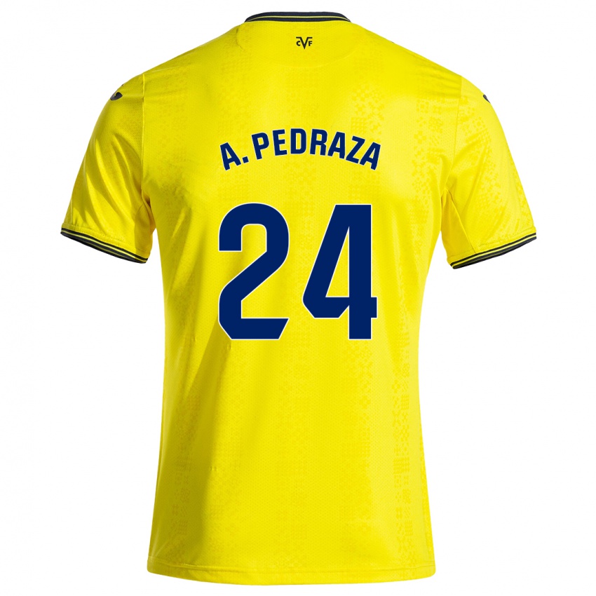 Hombre Camiseta Alfonso Pedraza #24 Amarillo Negro 1ª Equipación 2024/25 La Camisa Perú