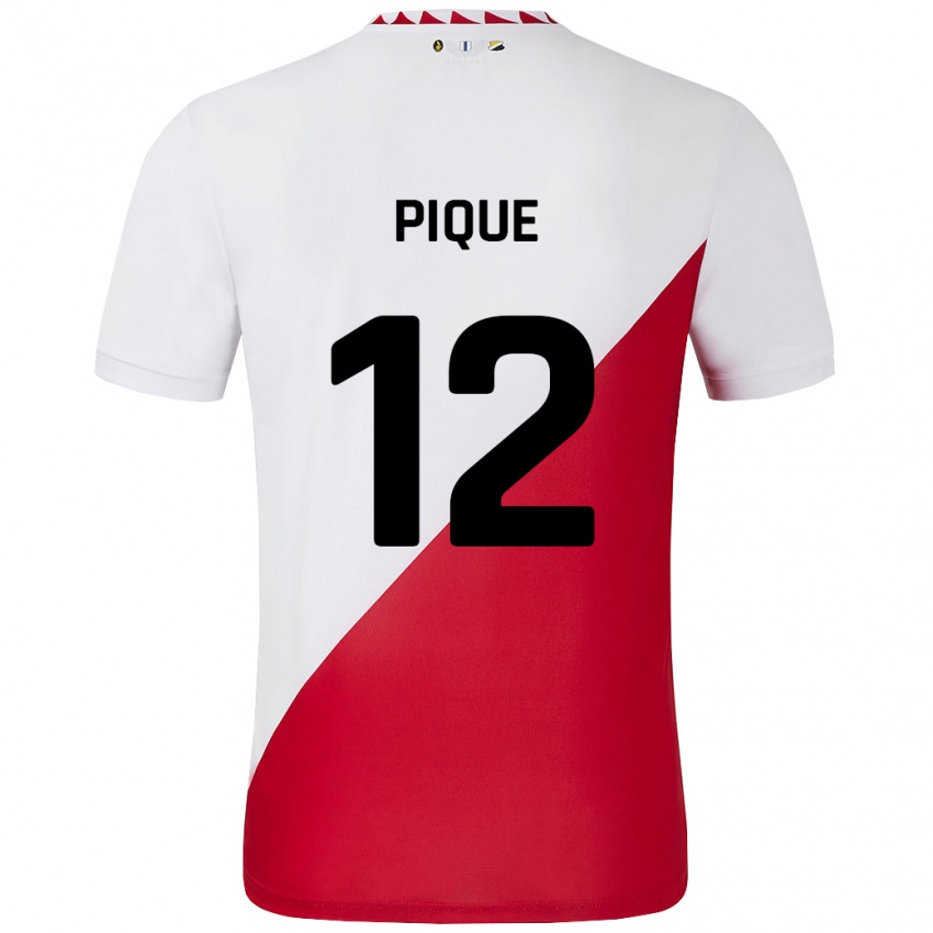 Hombre Camiseta Naomi Piqué #12 Blanco Rojo 1ª Equipación 2024/25 La Camisa Perú