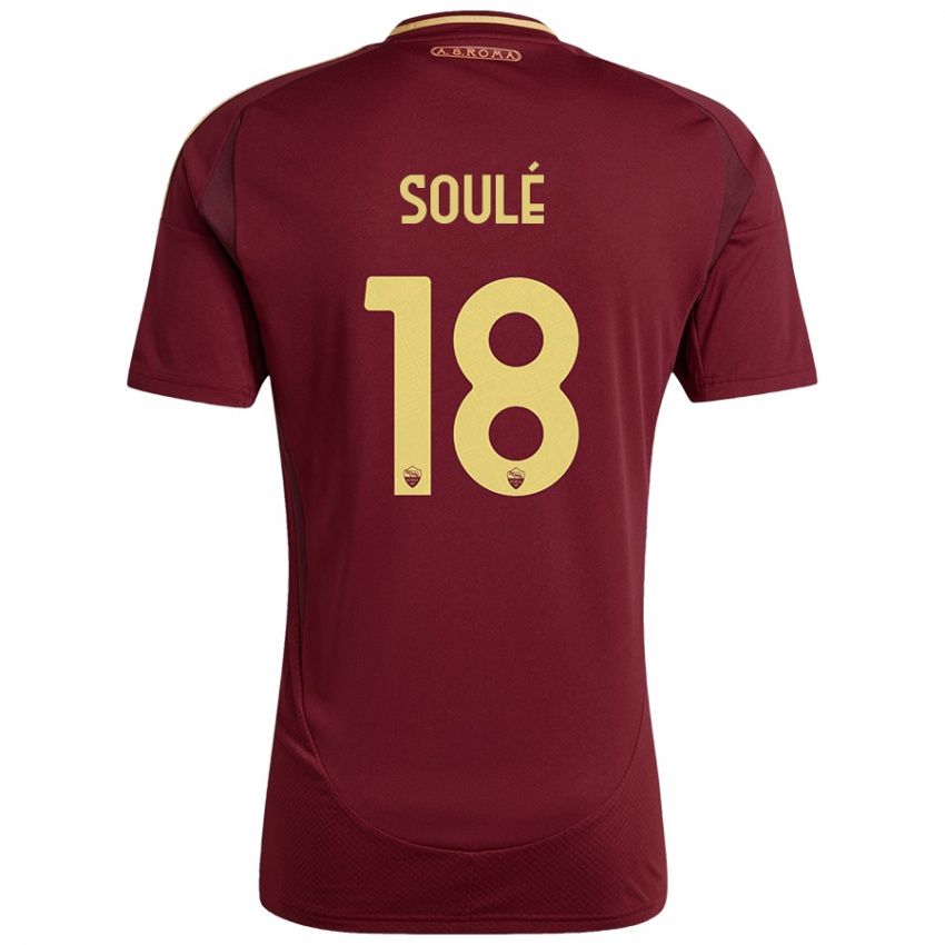 Hombre Camiseta Matías Soulé #18 Rojo Marrón Dorado 1ª Equipación 2024/25 La Camisa Perú