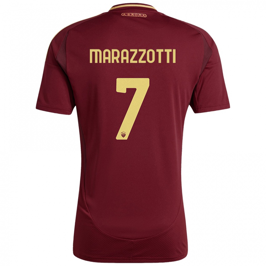 Hombre Camiseta Fabrizio Marazzotti #7 Rojo Marrón Dorado 1ª Equipación 2024/25 La Camisa Perú