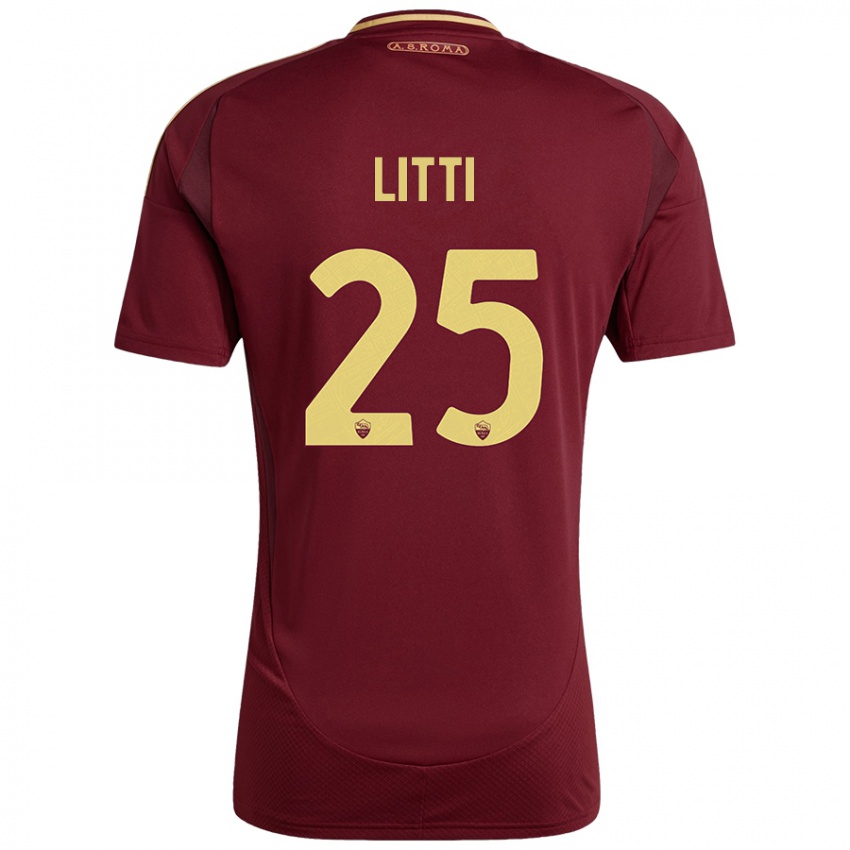 Hombre Camiseta Marco Litti #25 Rojo Marrón Dorado 1ª Equipación 2024/25 La Camisa Perú