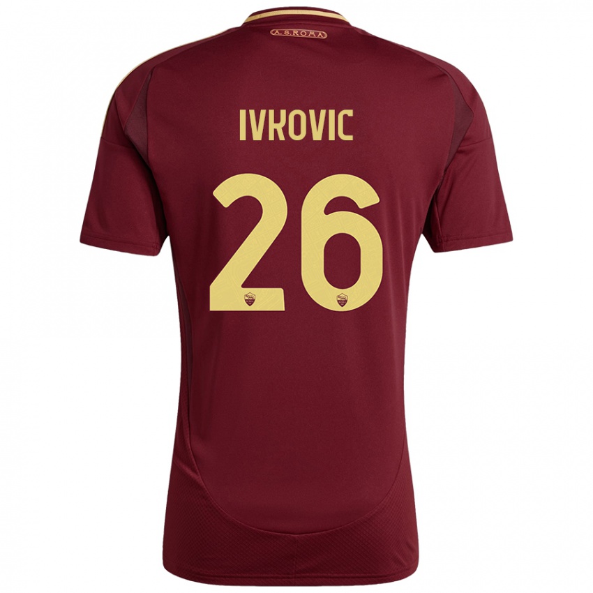 Hombre Camiseta Mate Ivkovic #26 Rojo Marrón Dorado 1ª Equipación 2024/25 La Camisa Perú