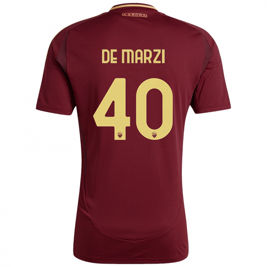 Hombre Camiseta Giorgio De Marzi #40 Rojo Marrón Dorado 1ª Equipación 2024/25 La Camisa Perú