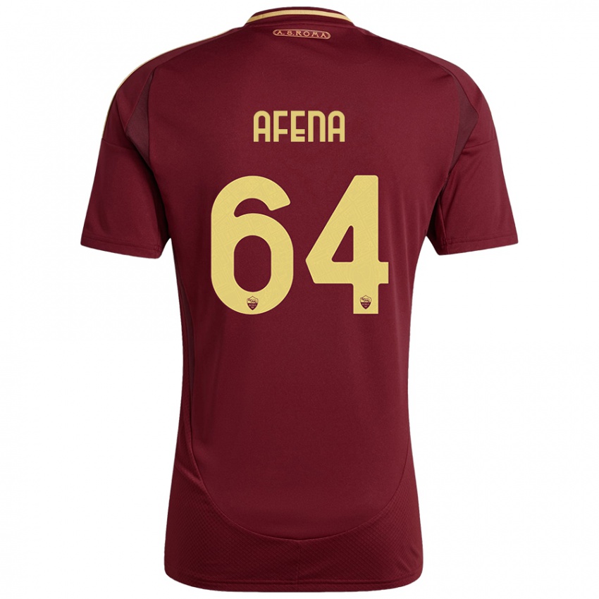 Hombre Camiseta Felix Afena-Gyan #64 Rojo Marrón Dorado 1ª Equipación 2024/25 La Camisa Perú