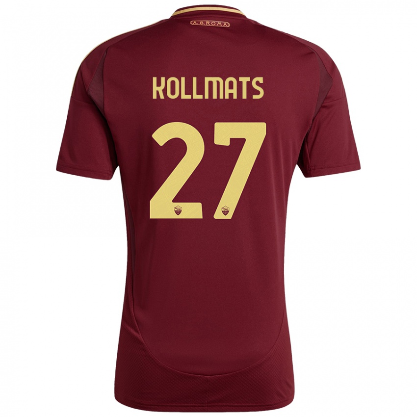 Hombre Camiseta Beata Kollmats #27 Rojo Marrón Dorado 1ª Equipación 2024/25 La Camisa Perú