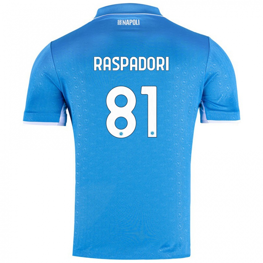 Hombre Camiseta Giacomo Raspadori #81 Azul Cielo 1ª Equipación 2024/25 La Camisa Perú