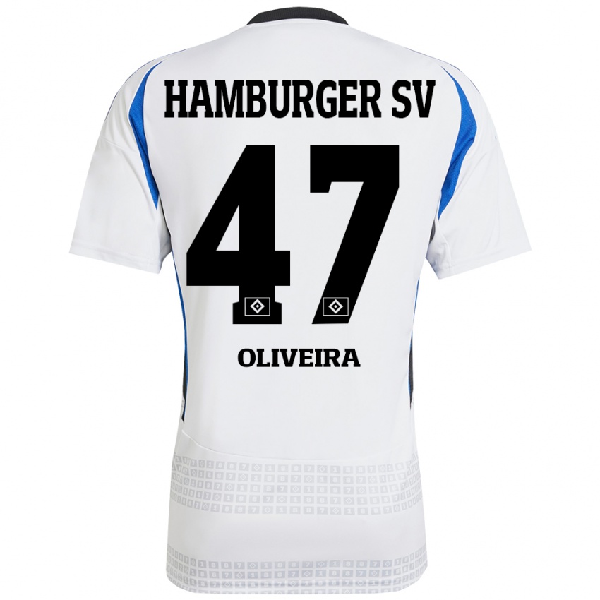 Hombre Camiseta Nicolas Oliveira #47 Blanco Azul 1ª Equipación 2024/25 La Camisa Perú