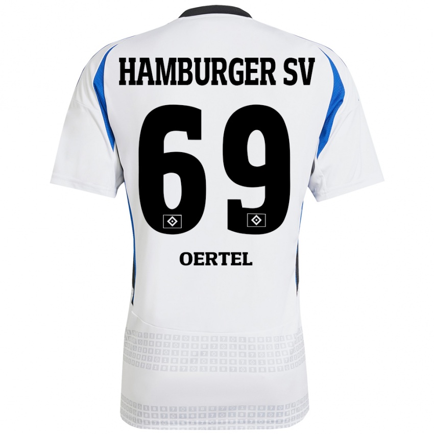 Hombre Camiseta Jan Oertel #69 Blanco Azul 1ª Equipación 2024/25 La Camisa Perú