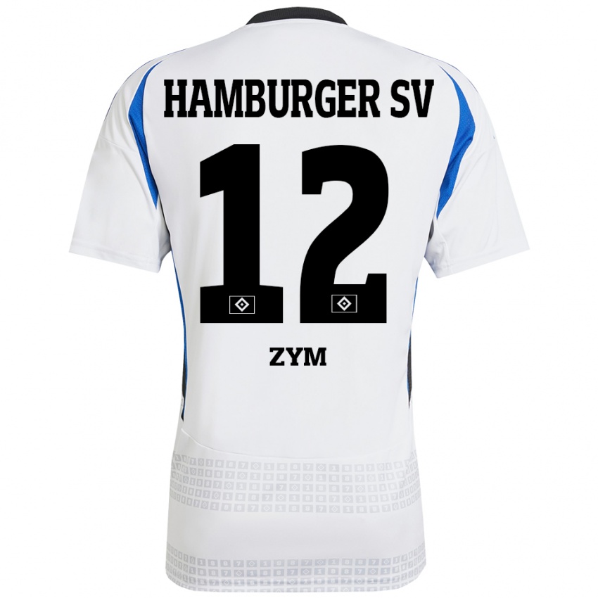 Hombre Camiseta Marcel Zym #12 Blanco Azul 1ª Equipación 2024/25 La Camisa Perú