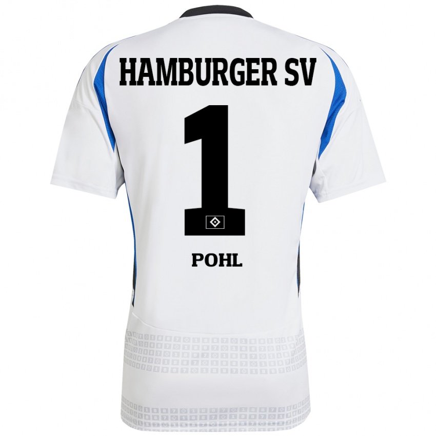 Hombre Camiseta Christina Pohl #1 Blanco Azul 1ª Equipación 2024/25 La Camisa Perú