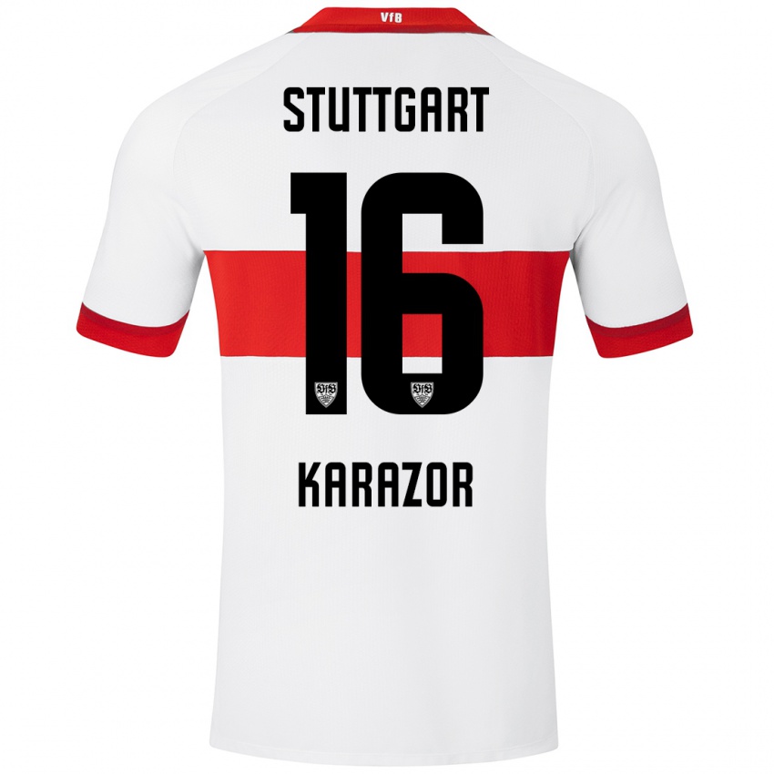 Hombre Camiseta Atakan Karazor #16 Blanco Rojo 1ª Equipación 2024/25 La Camisa Perú