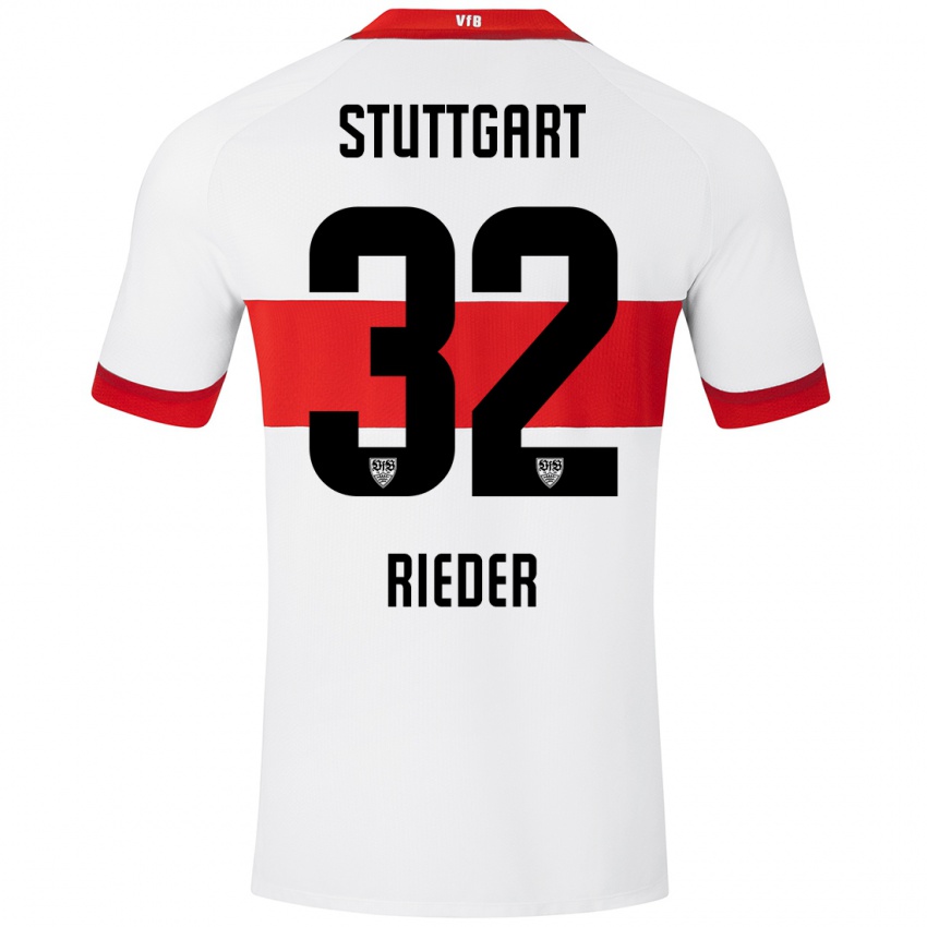 Hombre Camiseta Fabian Rieder #32 Blanco Rojo 1ª Equipación 2024/25 La Camisa Perú