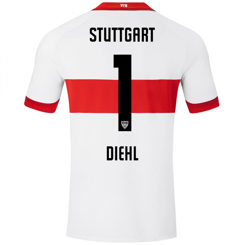 Hombre Camiseta Vanessa Diehl #1 Blanco Rojo 1ª Equipación 2024/25 La Camisa Perú