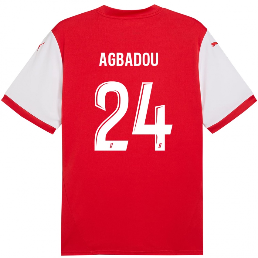 Hombre Camiseta Emmanuel Agbadou #24 Rojo Blanco 1ª Equipación 2024/25 La Camisa Perú