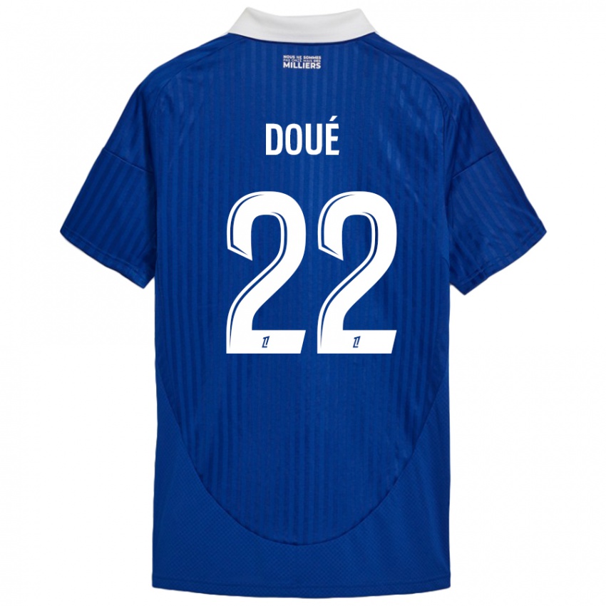 Hombre Camiseta Guéla Doué #22 Azul Blanco 1ª Equipación 2024/25 La Camisa Perú