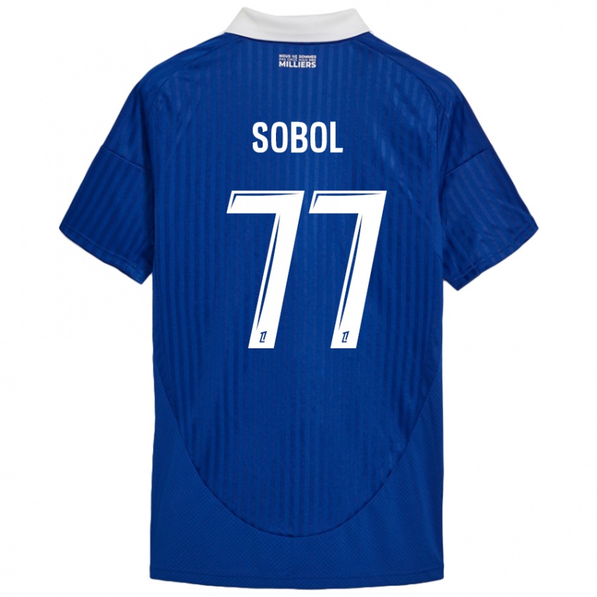 Hombre Camiseta Eduard Sobol #77 Azul Blanco 1ª Equipación 2024/25 La Camisa Perú