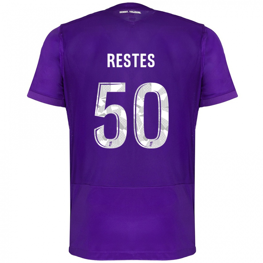 Hombre Camiseta Guillaume Restes #50 Morado Blanco 1ª Equipación 2024/25 La Camisa Perú