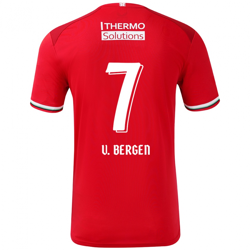 Hombre Camiseta Mitchell Van Bergen #7 Rojo Blanco 1ª Equipación 2024/25 La Camisa Perú