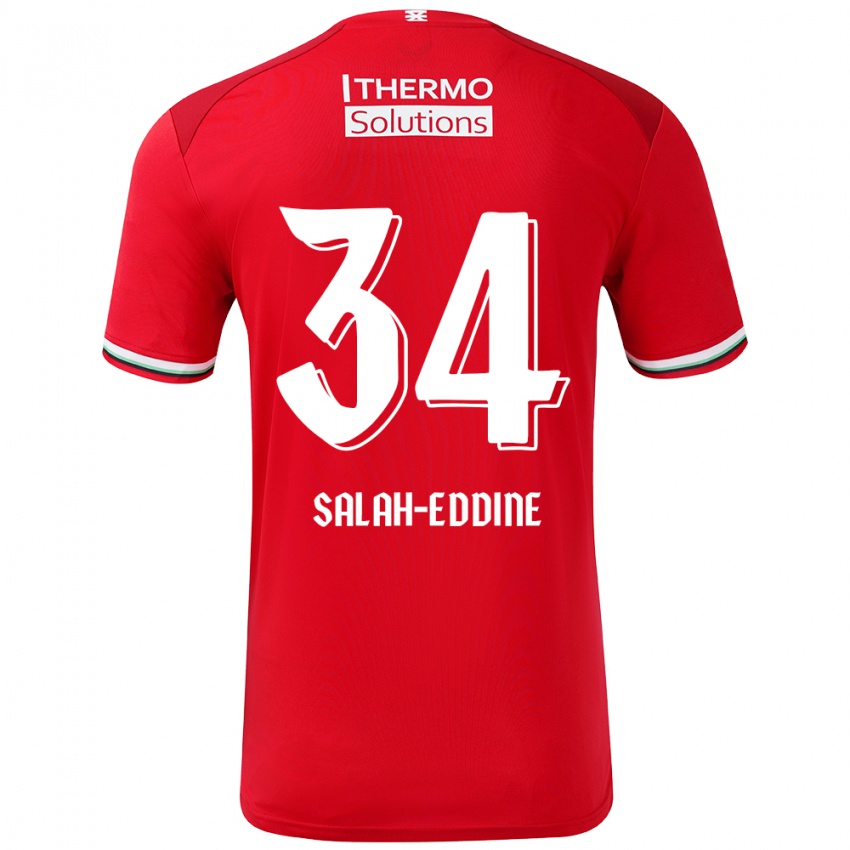 Hombre Camiseta Anass Salah-Eddine #34 Rojo Blanco 1ª Equipación 2024/25 La Camisa Perú