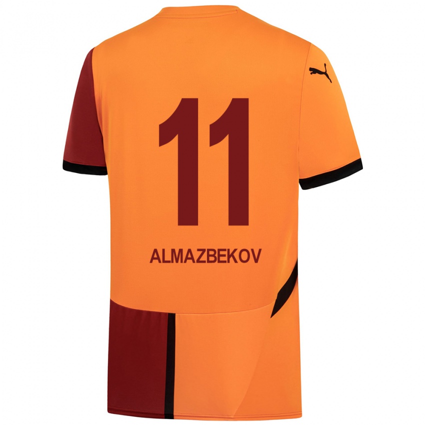 Hombre Camiseta Beknaz Almazbekov #11 Amarillo Rojo 1ª Equipación 2024/25 La Camisa Perú