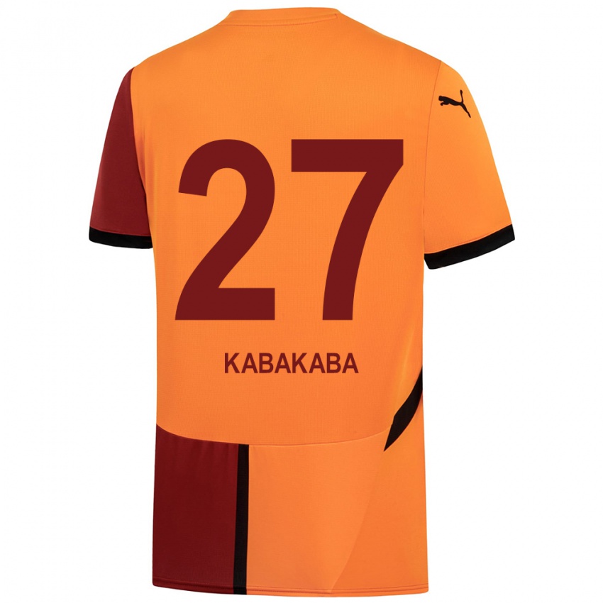 Hombre Camiseta Naomie Kabakaba #27 Amarillo Rojo 1ª Equipación 2024/25 La Camisa Perú