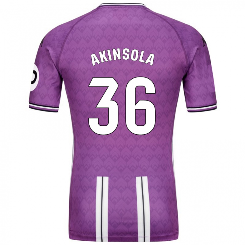 Hombre Camiseta Tunde Akinsola #36 Púrpura Blanco 1ª Equipación 2024/25 La Camisa Perú