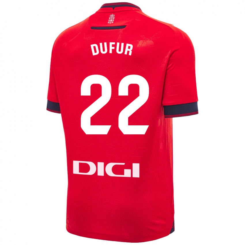 Hombre Camiseta Ander Dufur #22 Rojo Blanco 1ª Equipación 2024/25 La Camisa Perú