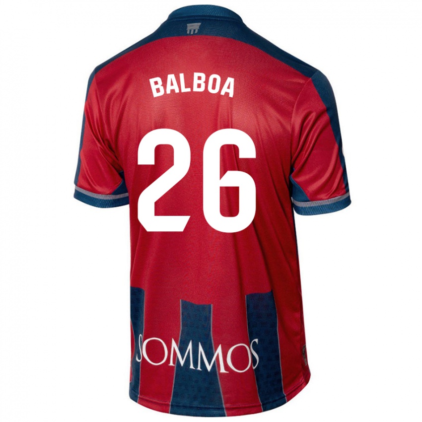 Hombre Camiseta Álex Balboa #26 Rojo Azul 1ª Equipación 2024/25 La Camisa Perú