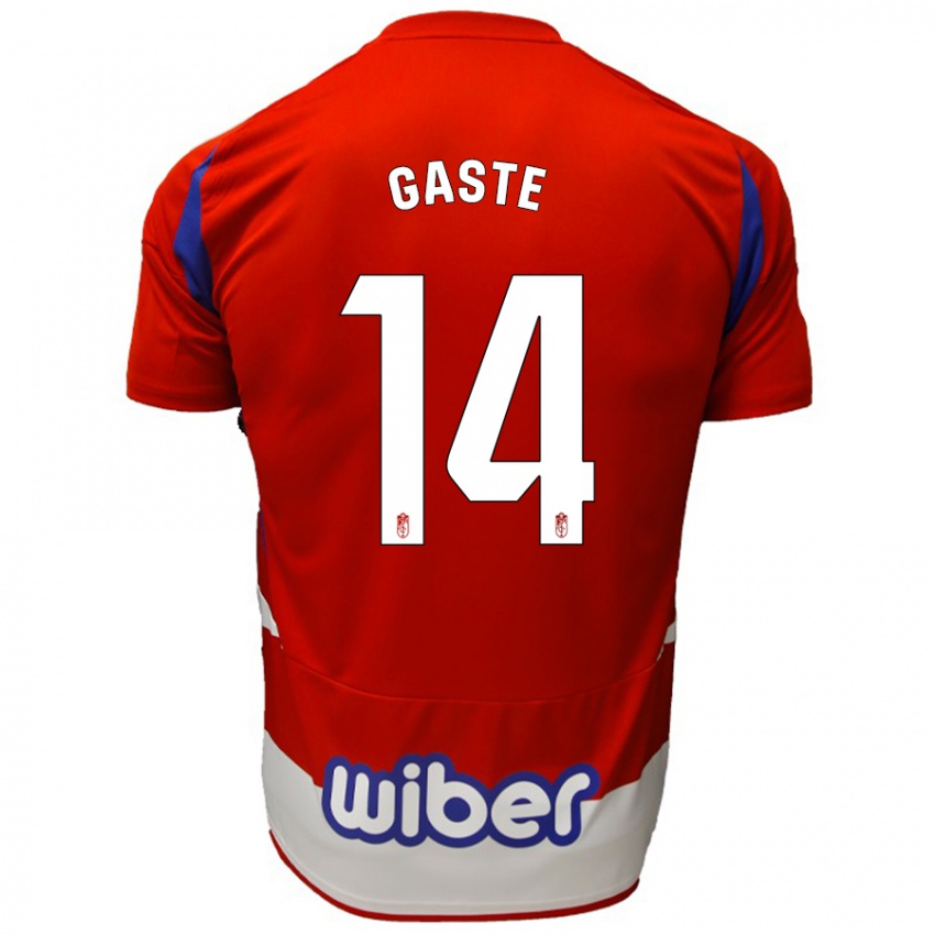 Hombre Camiseta Gaste #14 Rojo Blanco Azul 1ª Equipación 2024/25 La Camisa Perú